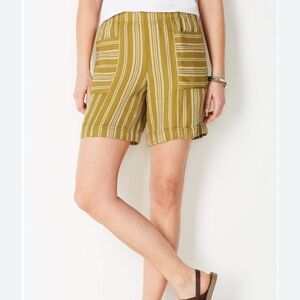 J. Jill Linen Blend Cuffed Shorts Mustard Yellow Size Small